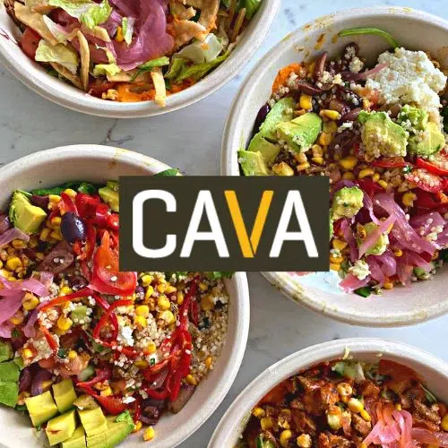 CAVA a fast-casual Mediterranean restaurant at Town And Country Village in Houston serves fresh salads, grain bowls, pitas, house juices, and chef-crafted dips and spreads.
