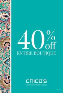 Chico's Town and Country Village 40% OFF Sale to April 21st 2019