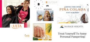 Beautique Day Spa, Oasis Nails Salon, Massage Heights And ULTA in Town And Country Village Are Our Personal Pampering Favorites