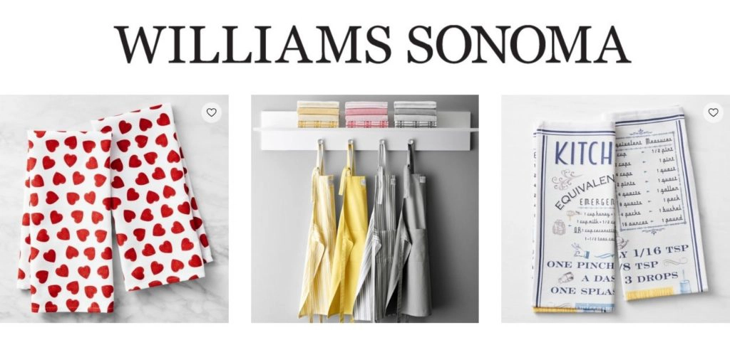 Williams Sonoma Aprons, Kitchen Towels Are On Sale in January at Town And Country Village
