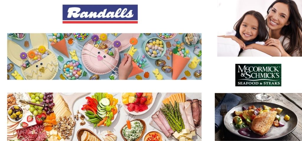 Randalls has everything for a Family Dinner, And McCormick & Schmick's has an Easter Pix Fix Menu that's a great deal.