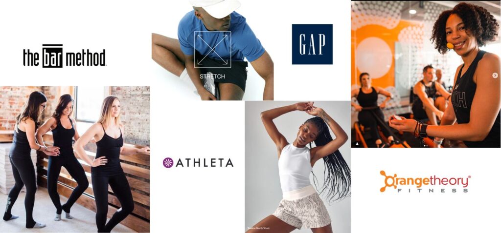 Dress properly for your workouts. The Gap, Athleta in Town & Country Village has stretch wear that moves with you. Take a class at The Bar Method and Orange Theory Fitness!
