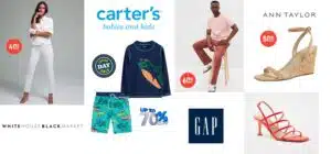Shop Labor Day Sales at Carters for Kids, Gap & Ann Taylor