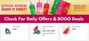 Bath and Body Works Daily Deal Offers and BOGO Sales.